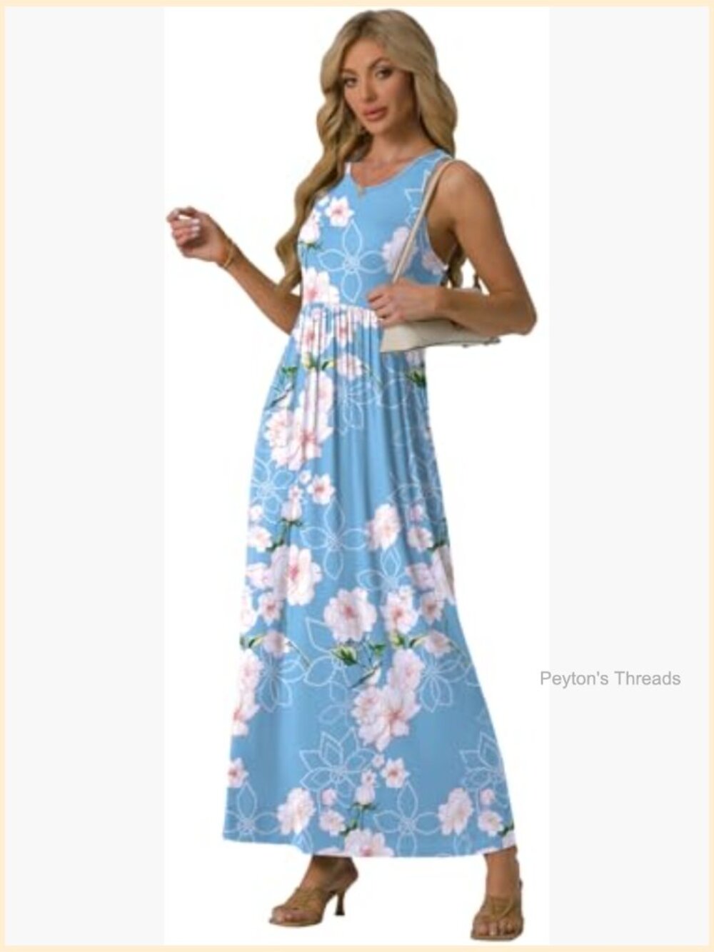 Women's Sleeveless Casual Long Tank Maxi Dress with Pockets - Picture 3 of 7